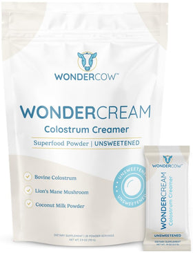 WONDERCOW Crème de café Superfood Colostrum Bovin 141g devant son emballage