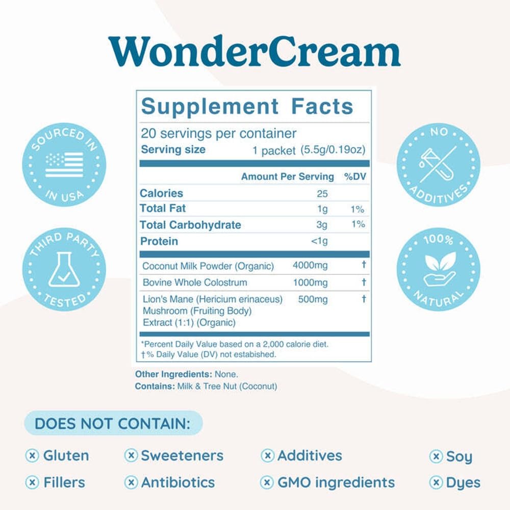 WONDERCOW Crème de café Superfood Colostrum Bovin 141g vue arrière