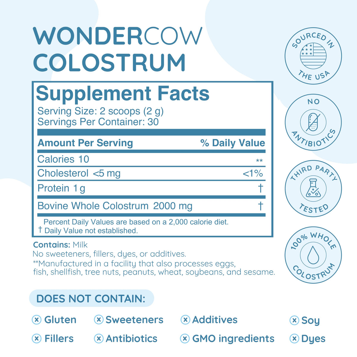 WONDERCOW Poudre de Colostrum 109g avec cuillère