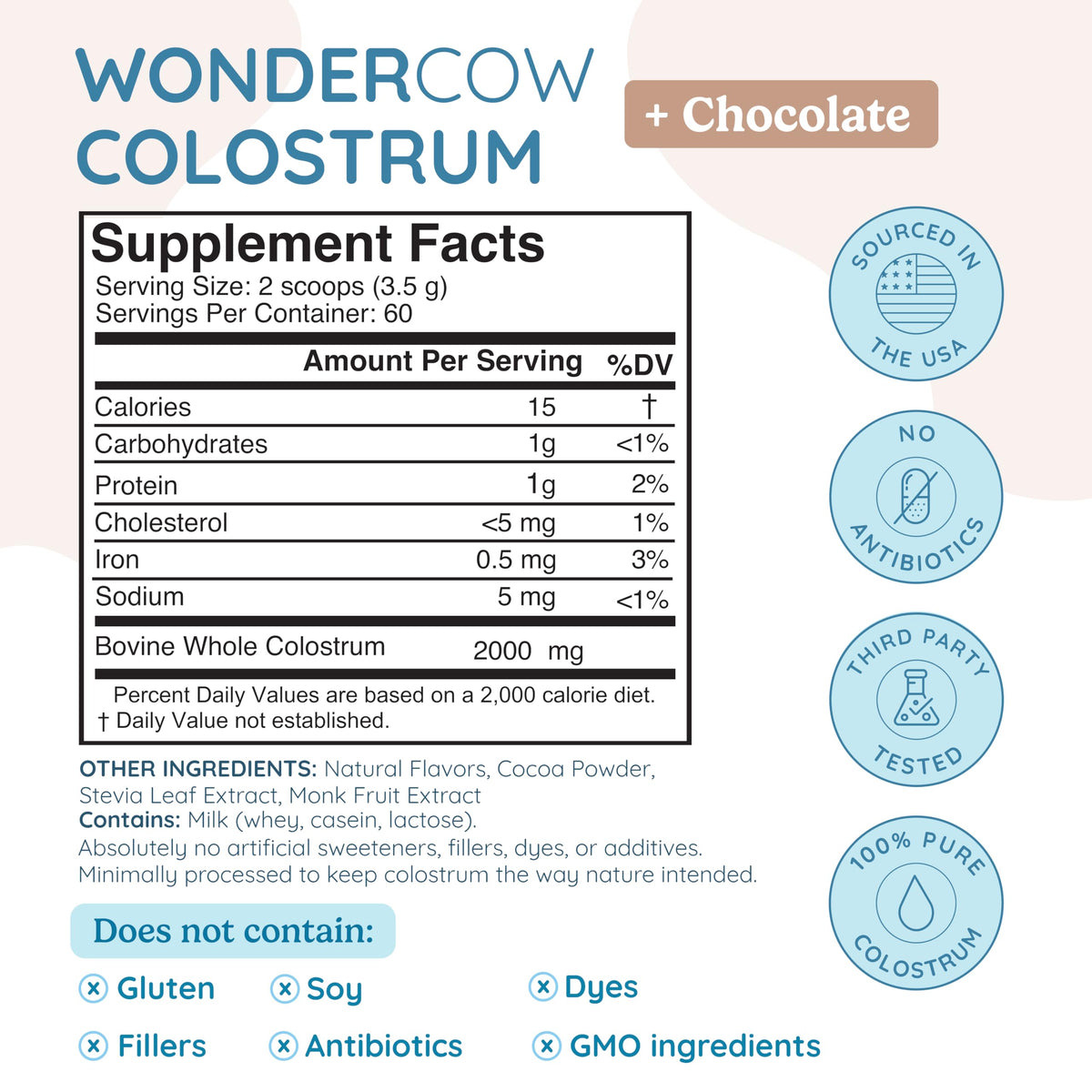 WONDERCOW Poudre de Colostrum Naturel 290g avec cuillère