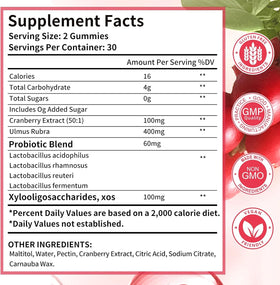 Wordln Gummies Probiotiques Femmes, Flacon avec canneberges
