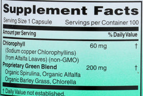 World Organic Chlorophylle 100 mg 60 Capsules côté