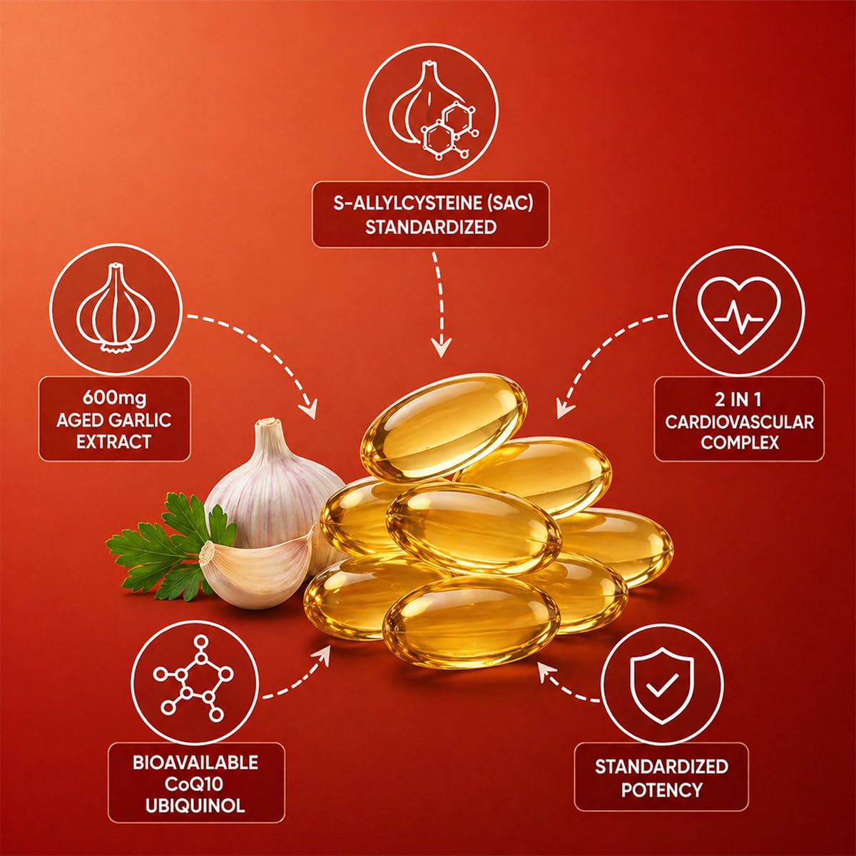 WOVOEO Extrait d'Ail Vieilli Bio 600mg gélules, gélule en gros plan