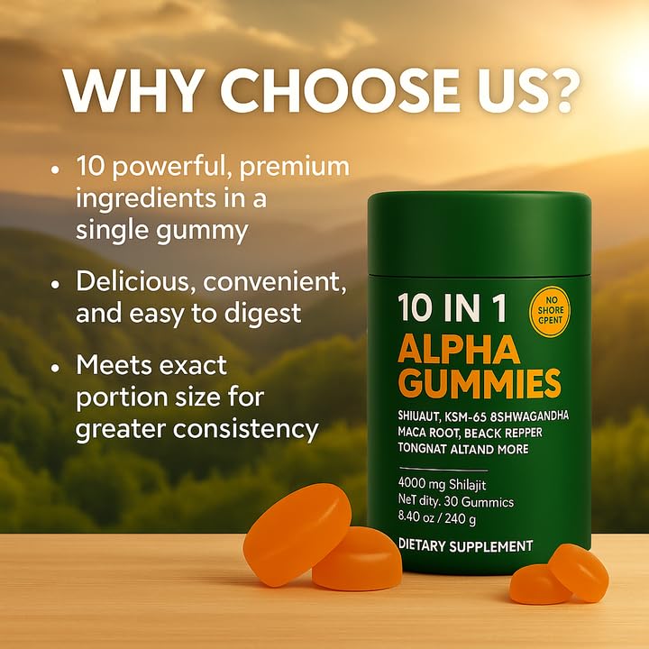WSJAWH Alpha Gummies 10 en 1 en lifestyle sur table
