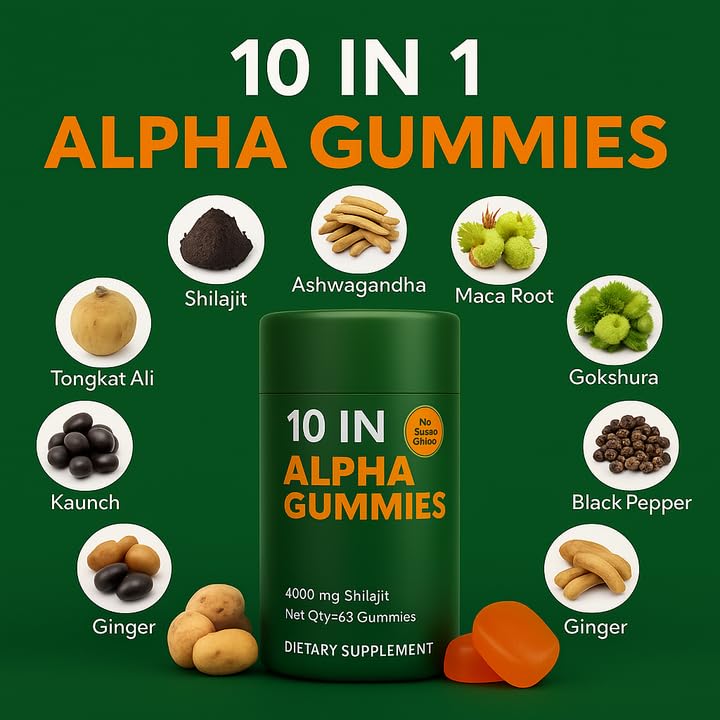 WSJAWH Alpha Gummies 10 en 1 vue de côté