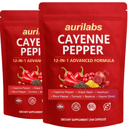 WSJAWH Aurilabs Cayenne Pepper Softgels 60 capsules front view