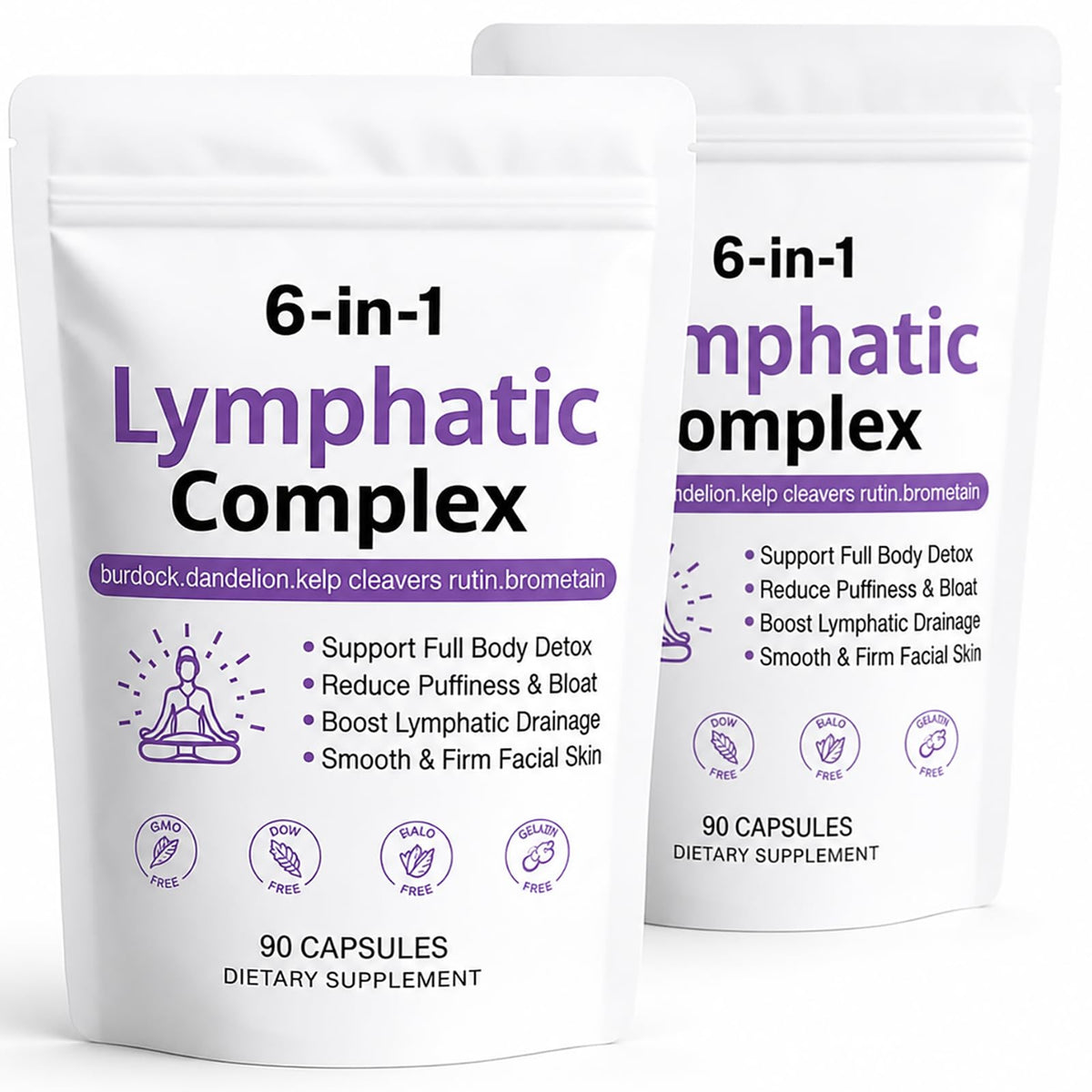 WXDOAU Complexe Lymphatique 6-en-1 capsules végétales devant un fond neutre