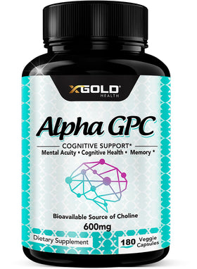X Gold Health Alpha GPC Choline 600mg capsules front view