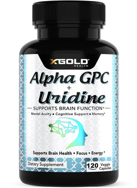 X Gold Health Alpha GPC + Uridine 900mg complément nootropique, vue avant