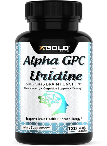 X Gold Health Alpha GPC + Uridine 900mg complément nootropique, vue avant