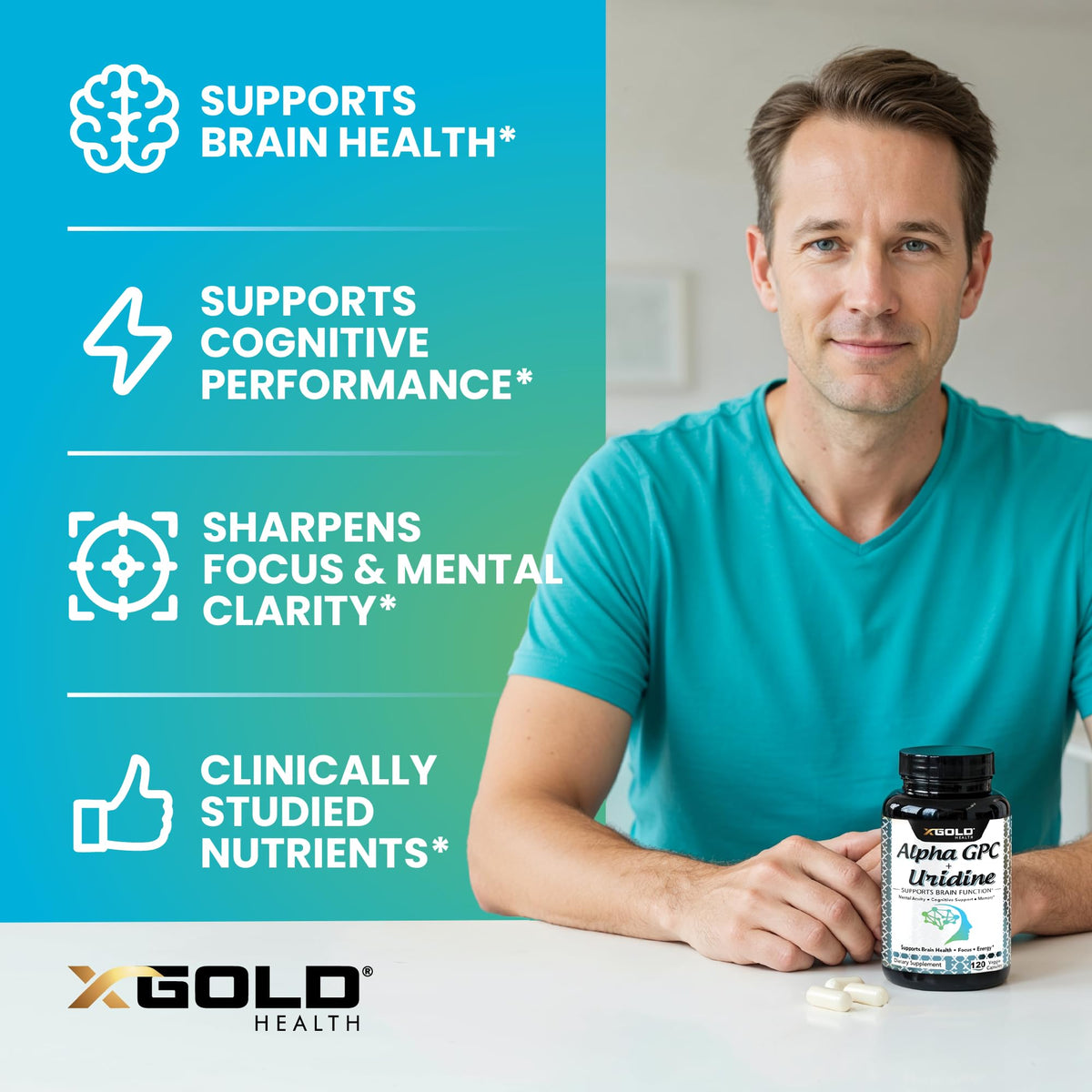 X Gold Health Alpha GPC + Uridine 900mg, présentation des ingrédients