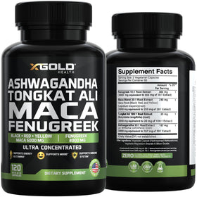X Gold Health Complément Alimentaire Ashwagandha 30:1, Maca, Fenugrec - informations nutritionnelles