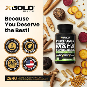 X Gold Health Complément Alimentaire Ashwagandha 30:1, Maca, Fenugrec - ouverture du flacon