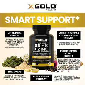 X Gold Health Complément Alimentaire D3 K2 Zinc Quercétine capsules