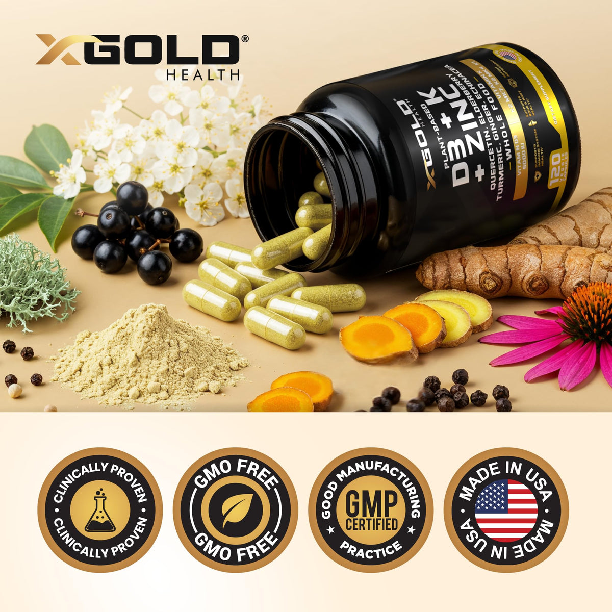 X Gold Health Complément Alimentaire D3 K2 Zinc Quercétine mode d'emploi