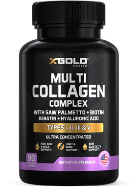 X Gold Health Complément Alimentaire Multivitamines et Collagène 1000 mg - flacon avant