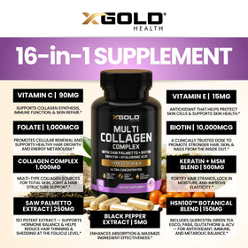 X Gold Health Complément Alimentaire Multivitamines et Collagène 1000 mg - ingrédients de la formule