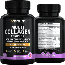 X Gold Health Complément Alimentaire Multivitamines et Collagène 1000 mg - prise quotidienne de gélules