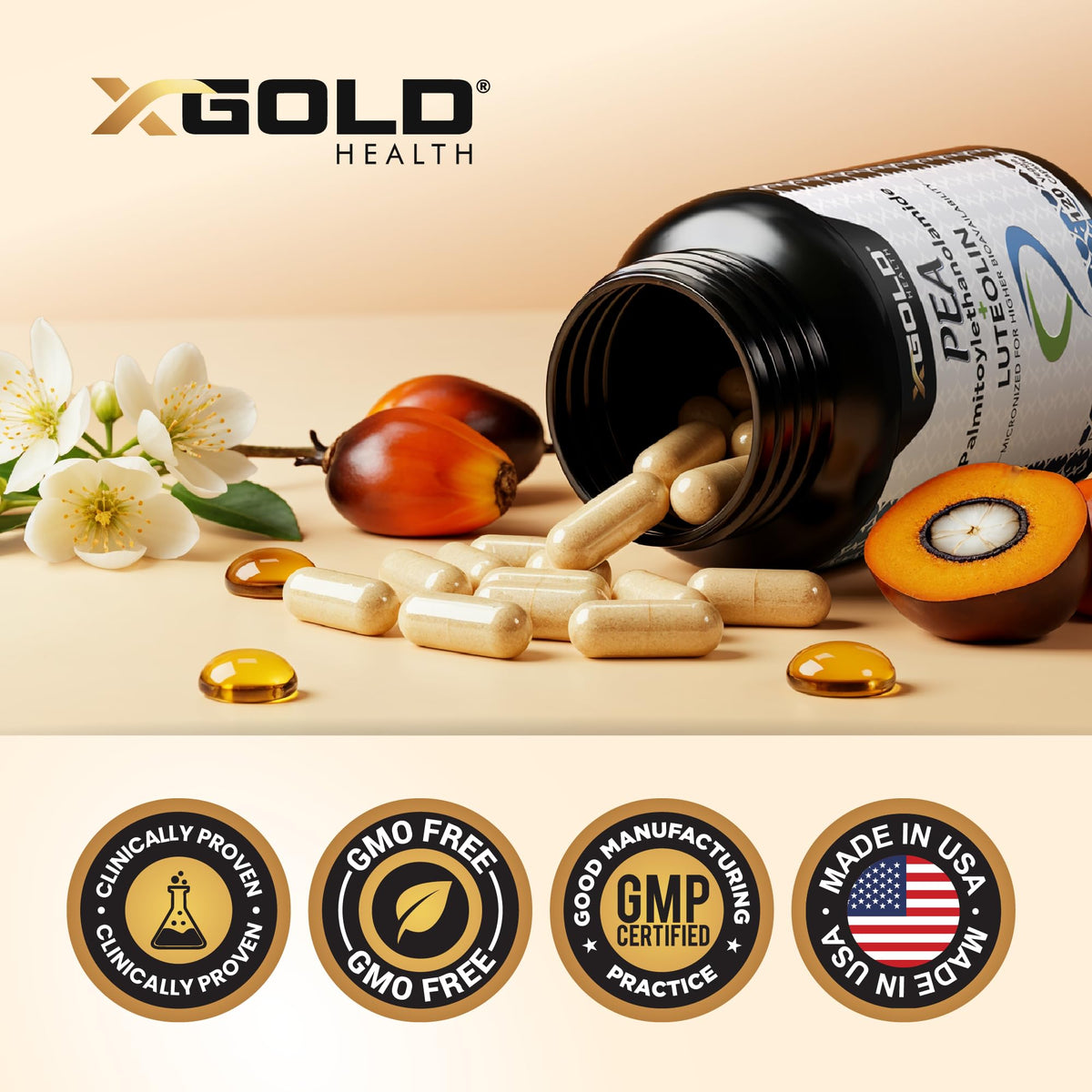 X Gold Health Palmitoylethanolamide 630 mg Luteolin ingredients list