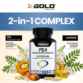 X Gold Health Palmitoylethanolamide 630 mg Luteolin packaging detail
