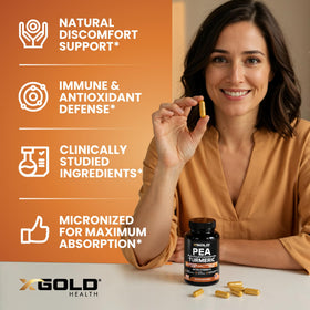 X Gold Health Pea Palmitoylethanolamide 1600mg 120 capsules avec étiquette