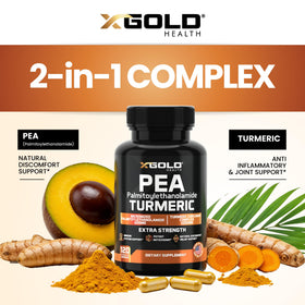 X Gold Health Pea Palmitoylethanolamide 1600mg capsules dans une main