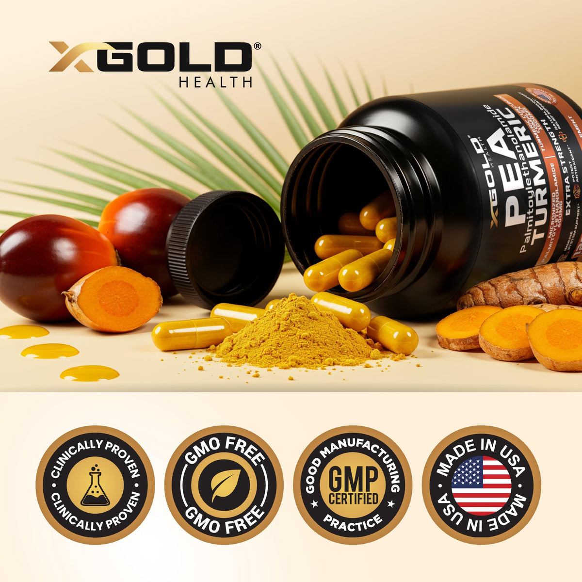 X Gold Health Pea Palmitoylethanolamide 1600mg capsules ouvertes