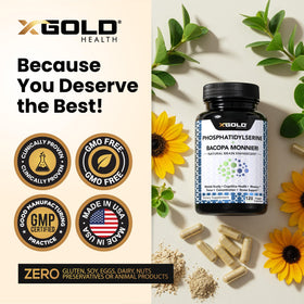 X Gold Health Phosphatidylserine & Bacopa Monnieri 800 mg complément ouvert