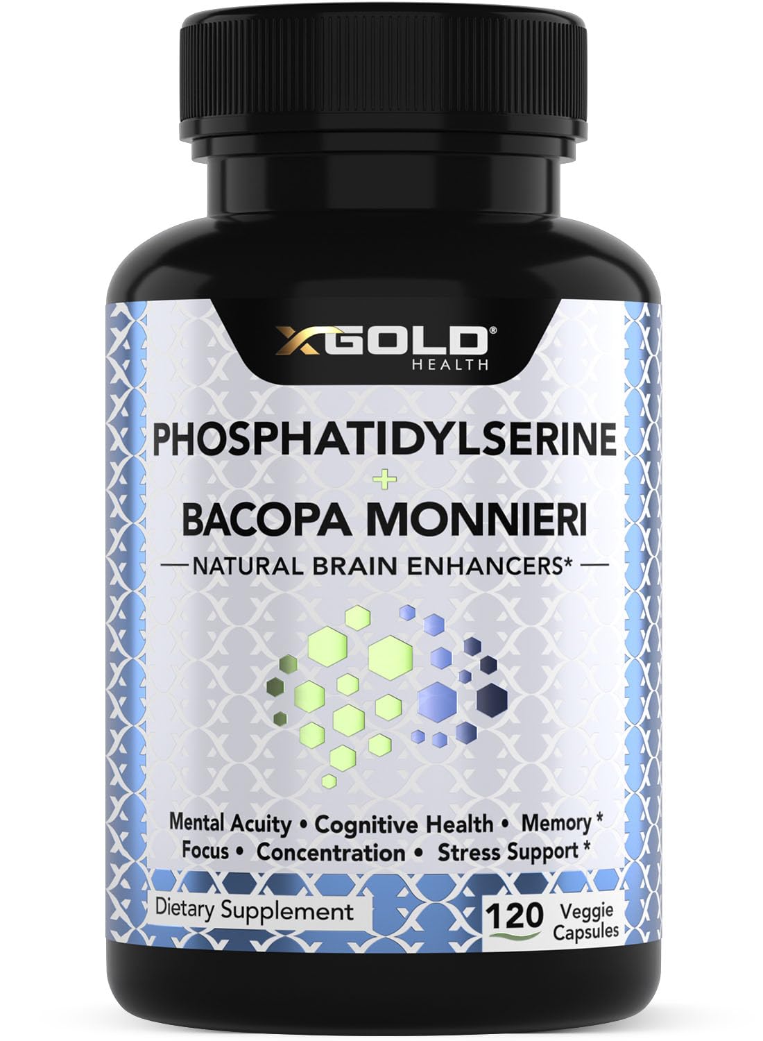 X Gold Health Phosphatidylserine & Bacopa Monnieri 800 mg complément vue de face
