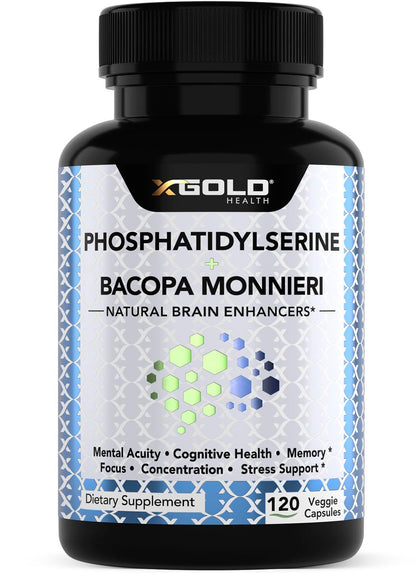 X Gold Health Phosphatidylserine & Bacopa Monnieri 800 mg complément vue de face