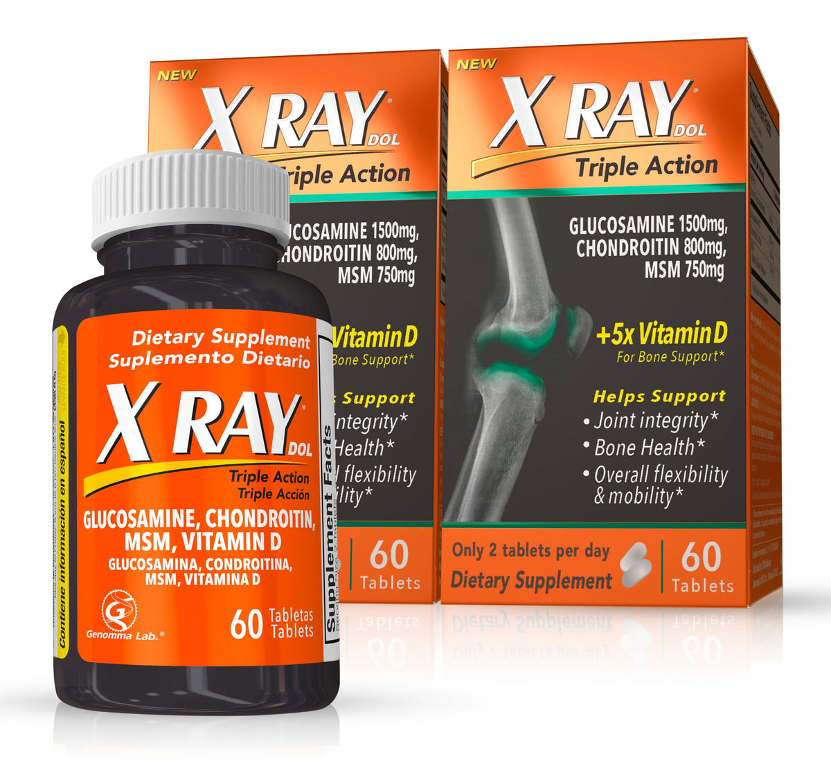 X Ray Dol Triple Action Complément Alimentaire 60 Comprimés vue de face