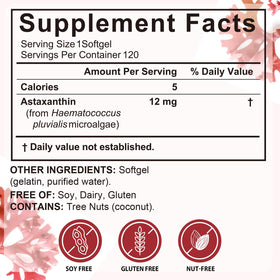 Xaarty Astaxanthin 12mg composition sur étiquette