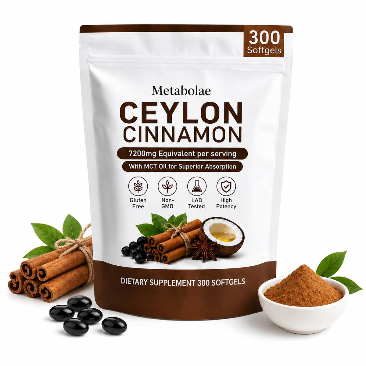 XCFXCF Cannelle de Ceylan 300 gélules vue de face