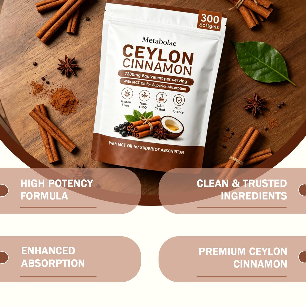 XCFXCF Cannelle de Ceylan gélules sur fond blanc