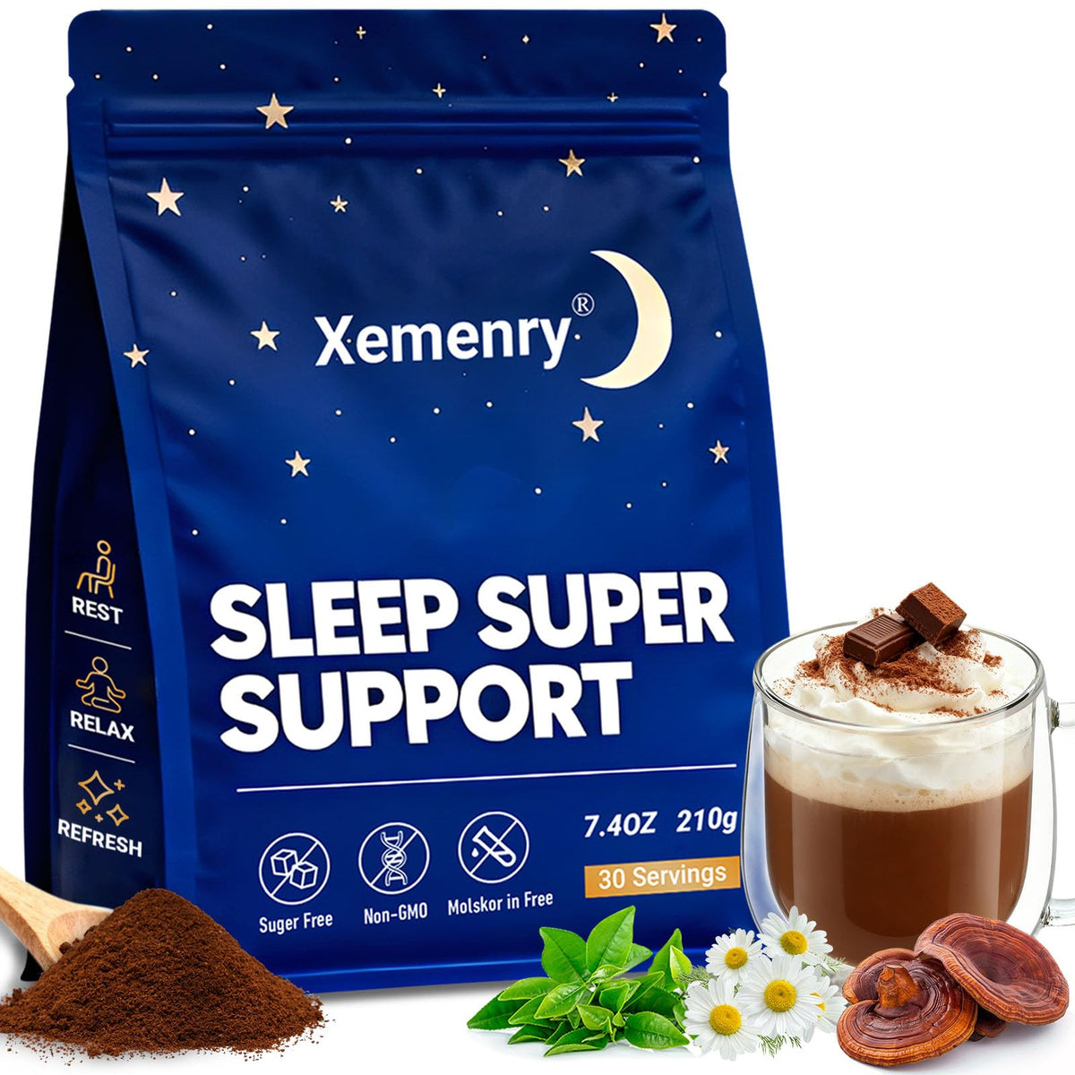 Xemenry Chocolat Chaud au Magnésium en sachet de 231g