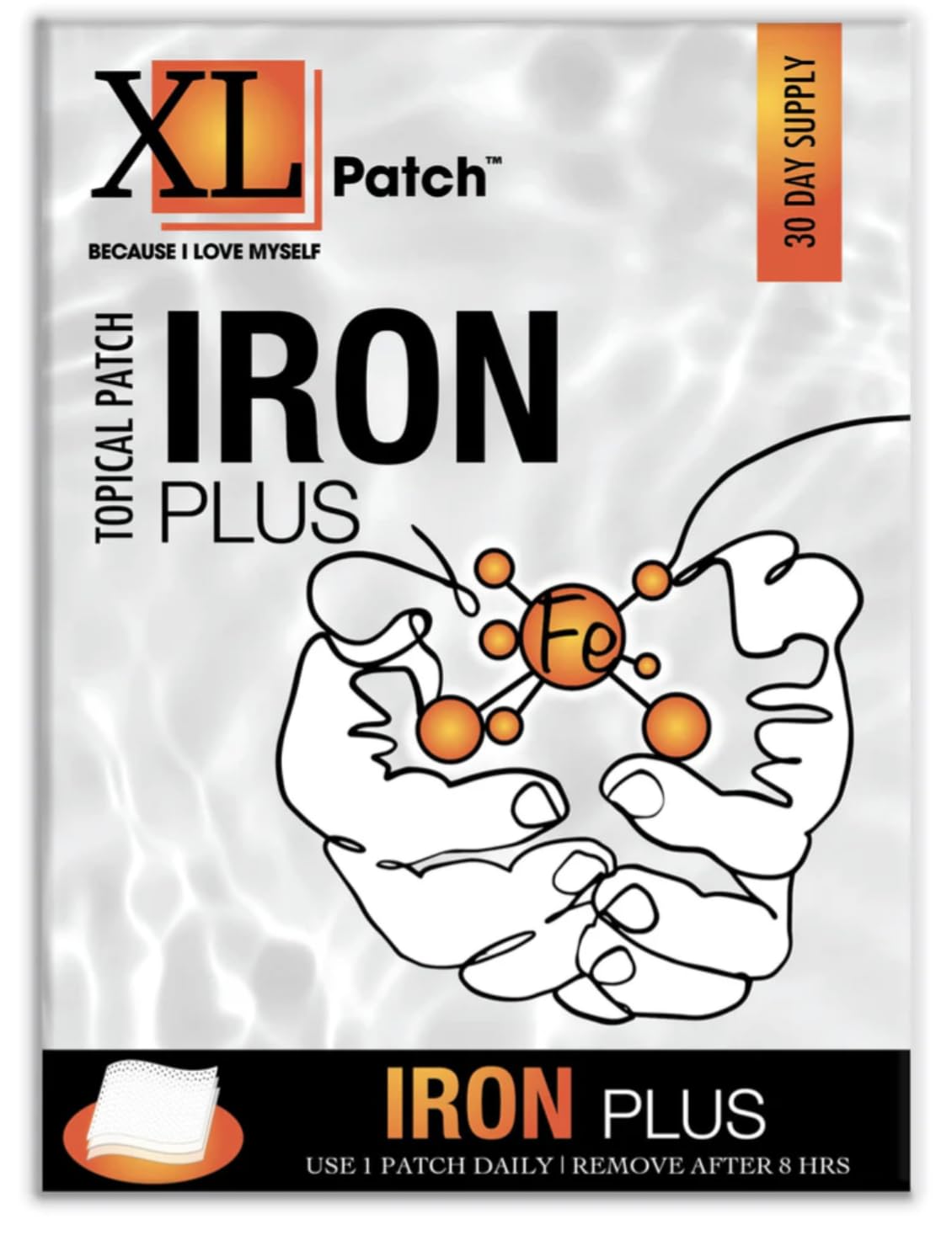 XLPATCH Fer Plus Patch Topique 30 Jours vue avant avec emballage