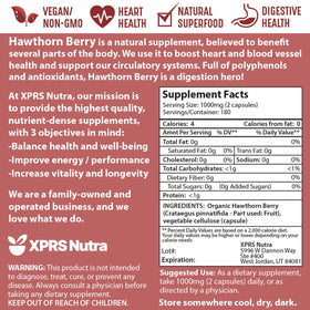 XPRS Nutra Capsules de Baies d'Aubépine - Étiquette du produit