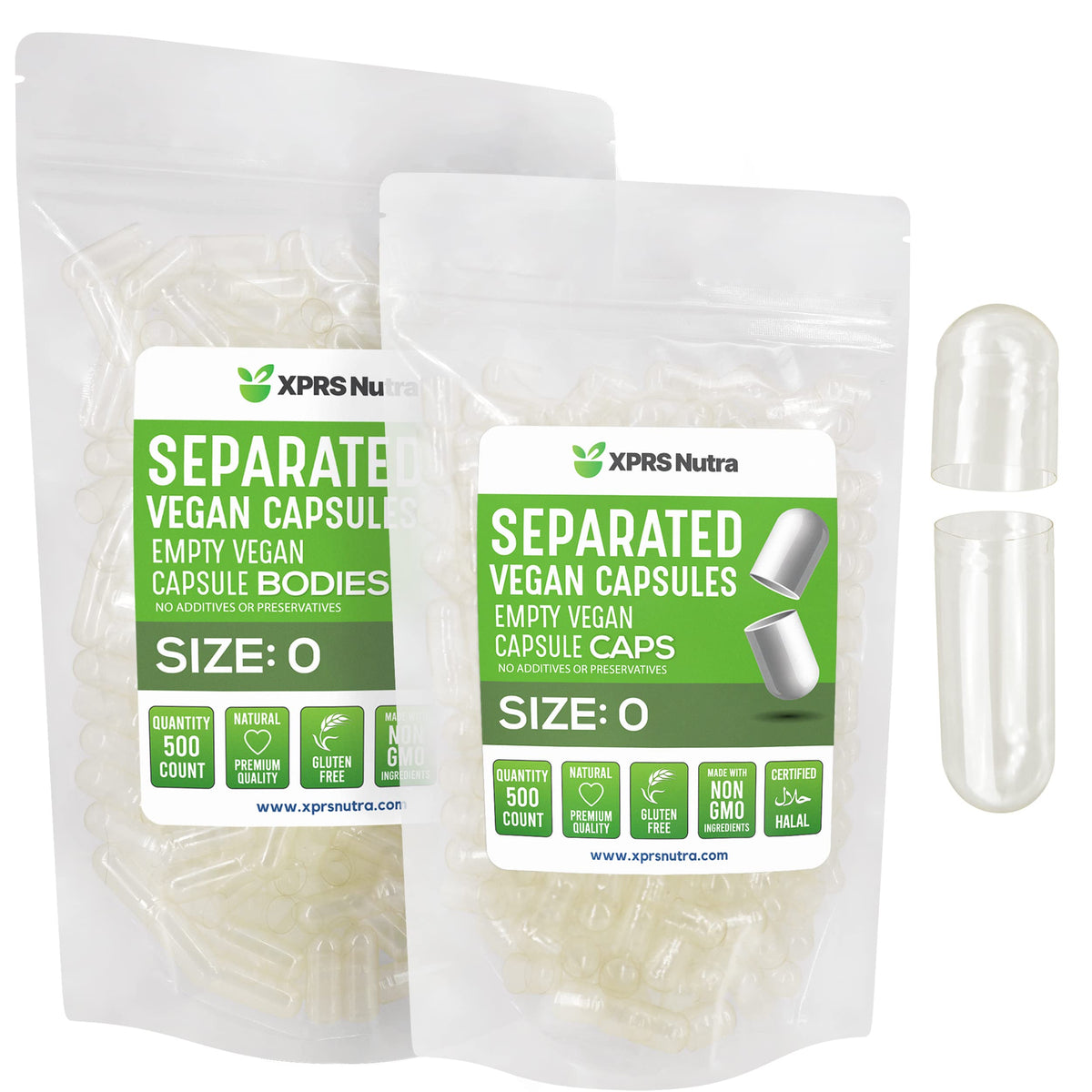 XPRS Nutra Capsules Végétales Taille 0 vue avant avec emballage transparent
