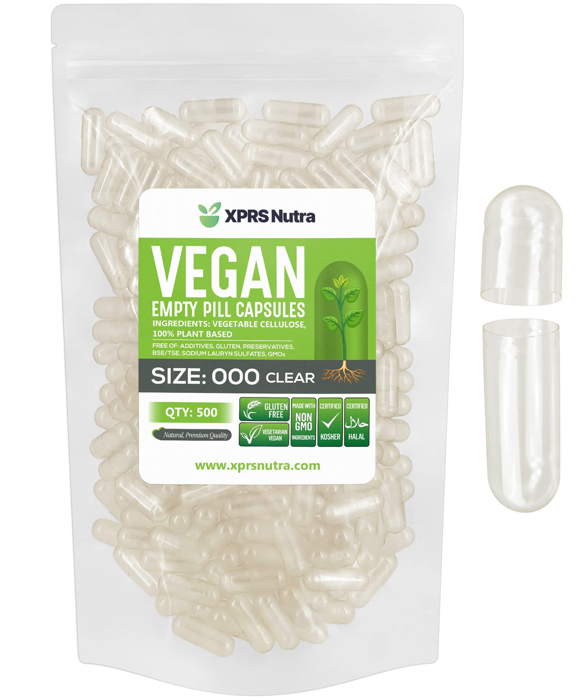 XPRS Nutra capsules végétales taille 000 paquet de 500 unités