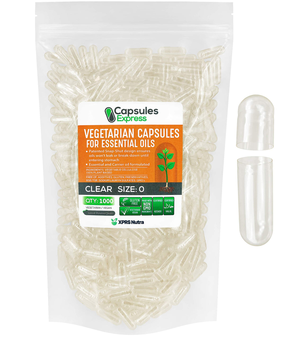 XPRS Nutra Capsules Végétales Vides Taille 0 transparentes