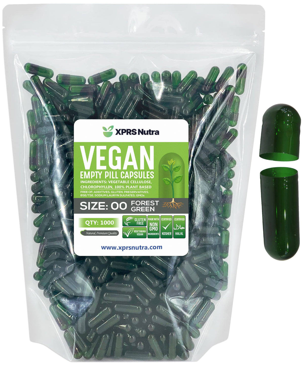 XPRS Nutra Capsules Végétales Vides Taille 00, paquet de 1000 unités