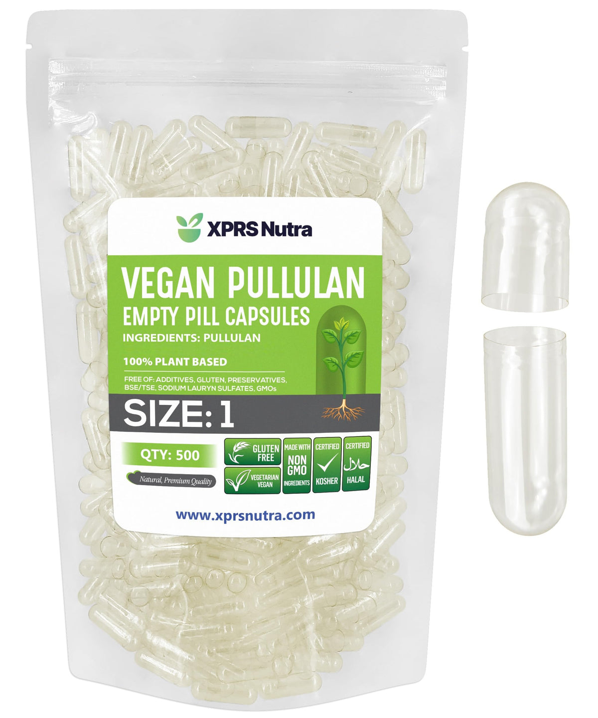 XPRS Nutra Capsules Végétales Vides Taille 1 paquet de 500 unités