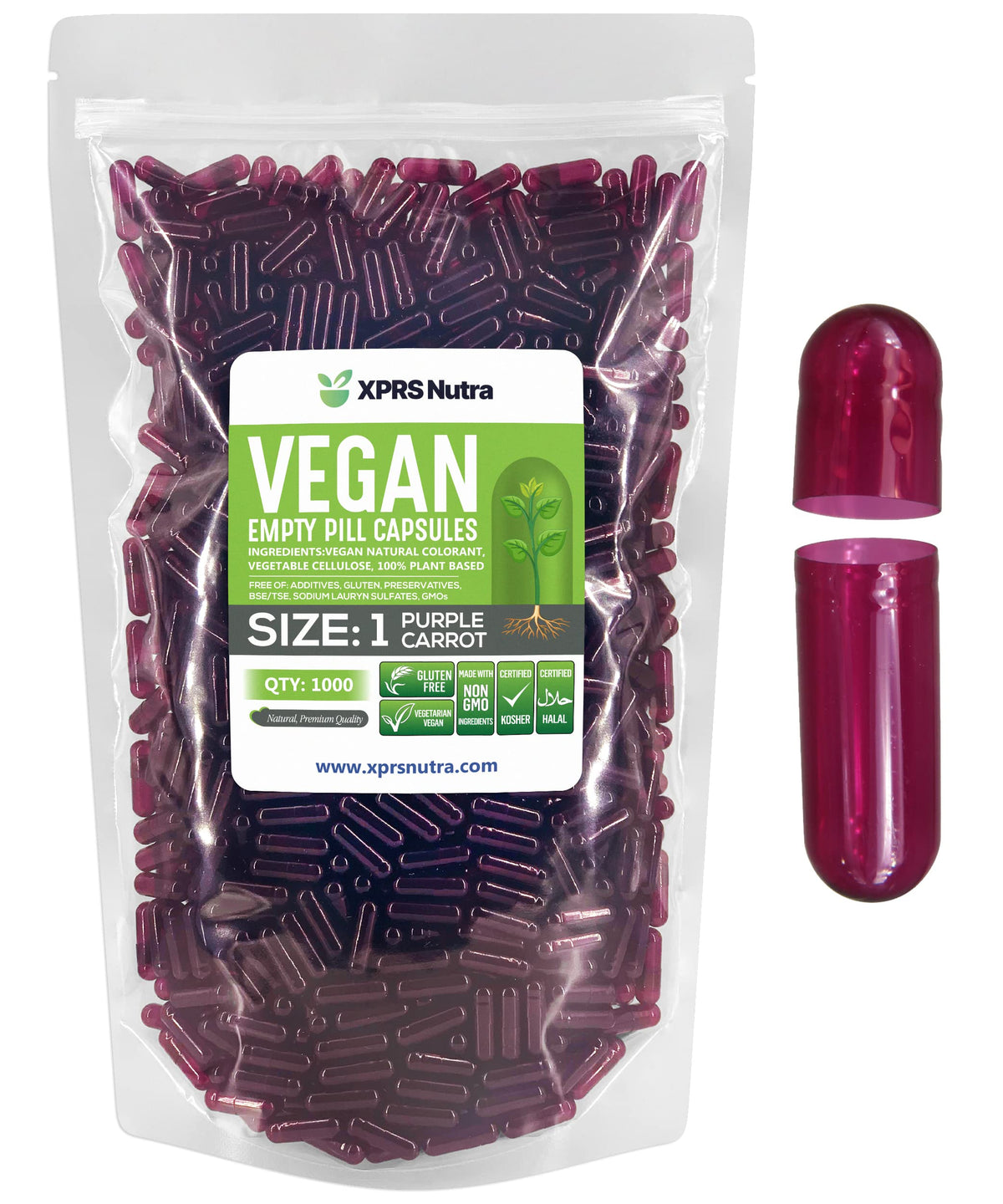 XPRS Nutra Capsules Végétales Vides Taille 1, vue de face