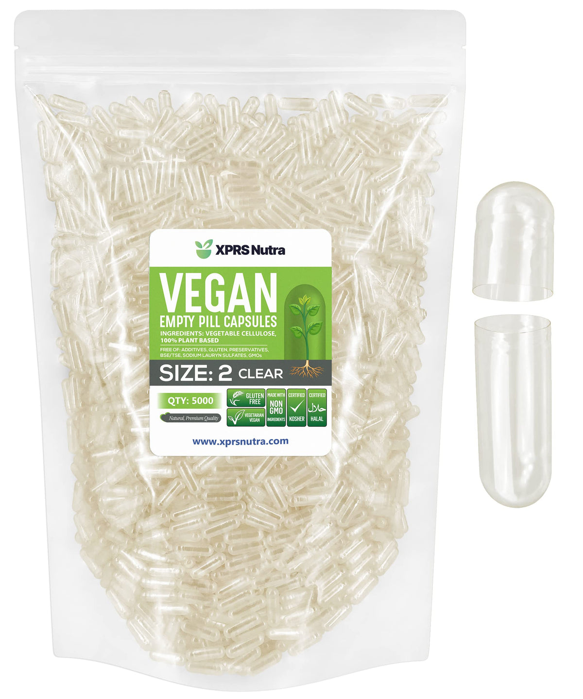 XPRS Nutra capsules végétales vides Taille 2 en vue de face