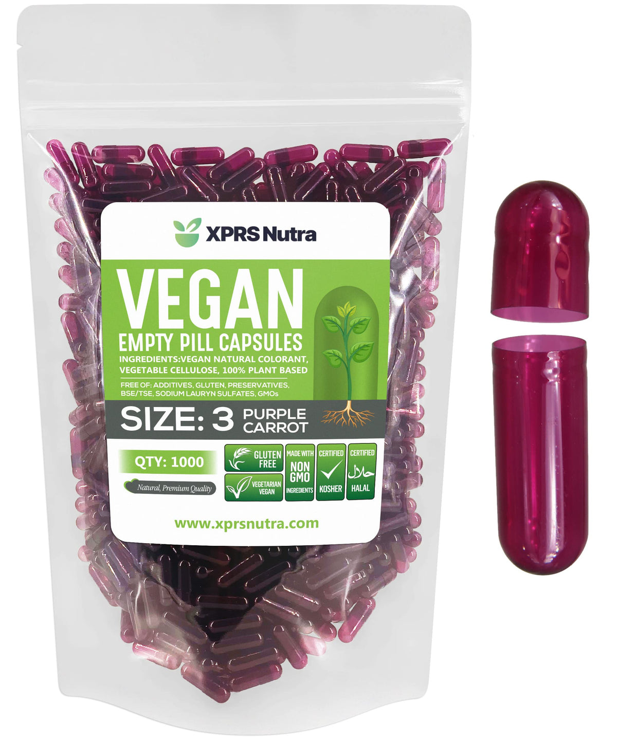 XPRS Nutra Capsules Végétales Vides Taille 3 vue avant