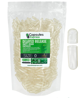 XPRS Nutra capsules vides taille 0 transparentes sur fond blanc