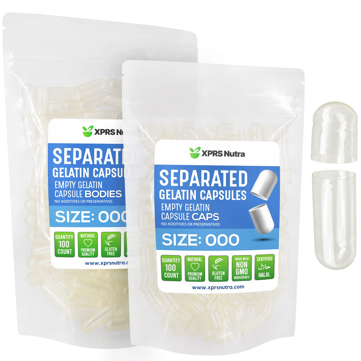 XPRS Nutra capsules vides taille 000, paquet de 100 unités