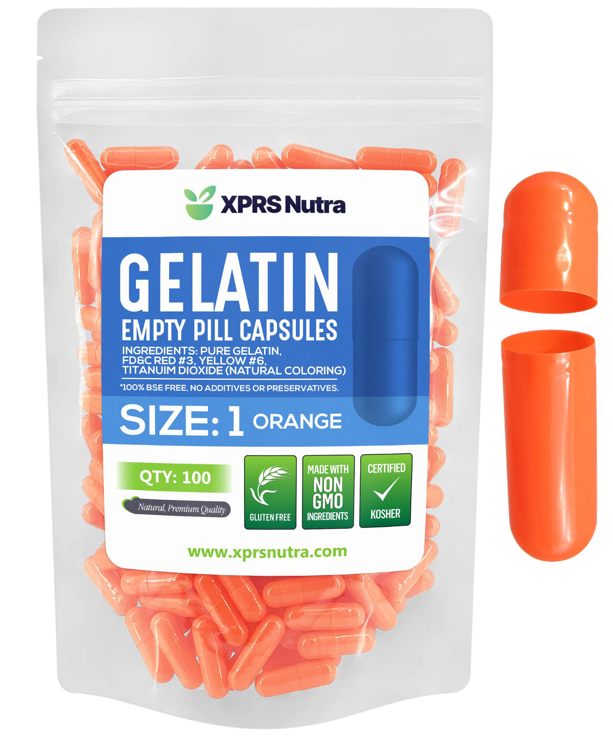 XPRS Nutra Capsules Vides Taille 1 - 100 unités, vue de face