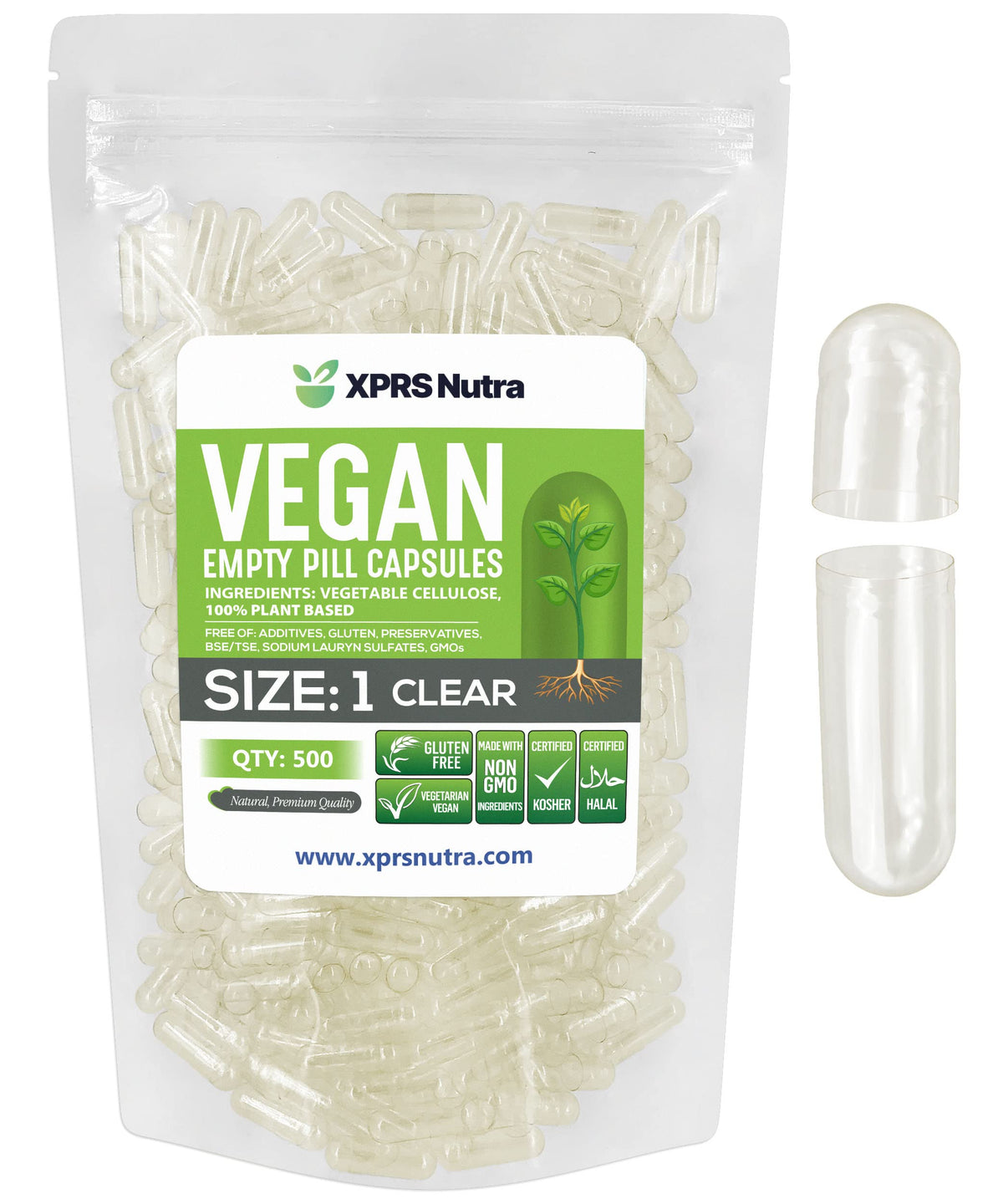 XPRS Nutra Capsules Vides Taille 1, 500 unités, vue avant