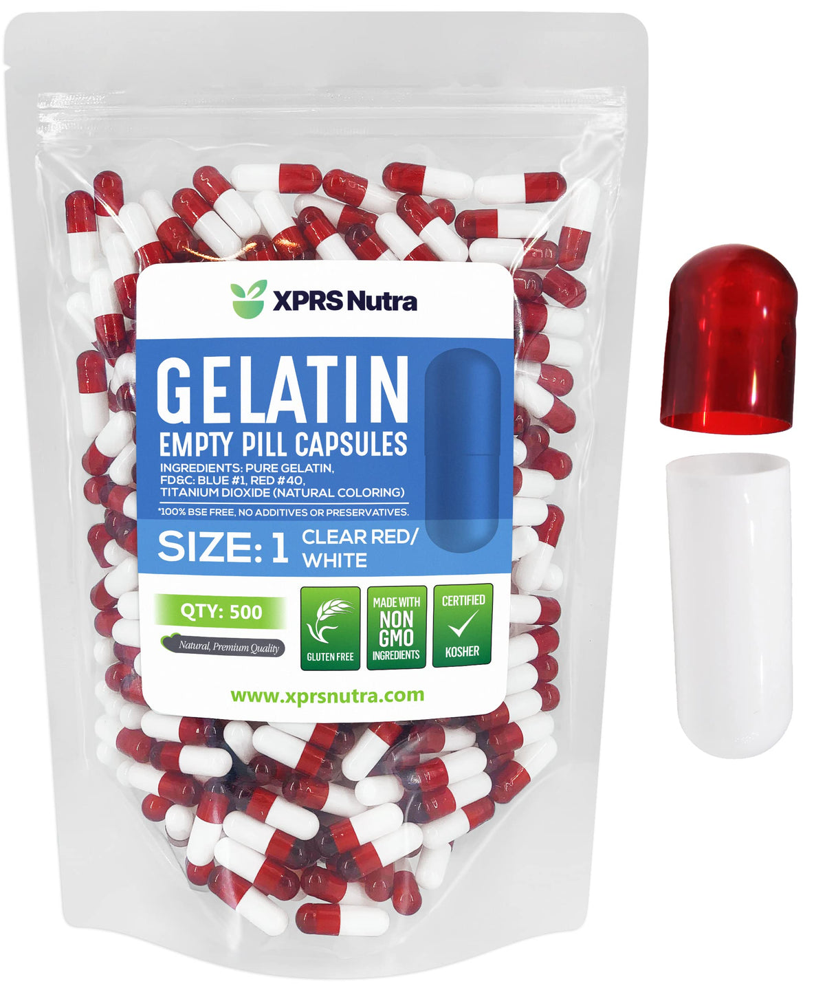 XPRS Nutra Capsules Vides Taille 1 devant de l'emballage transparent
